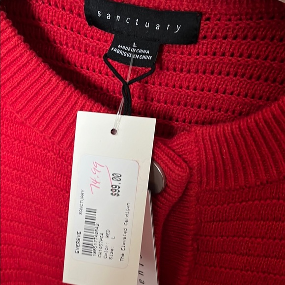 Sanctuary Red Ribbed Button-Front Cardigan - Picture 4 of 4
